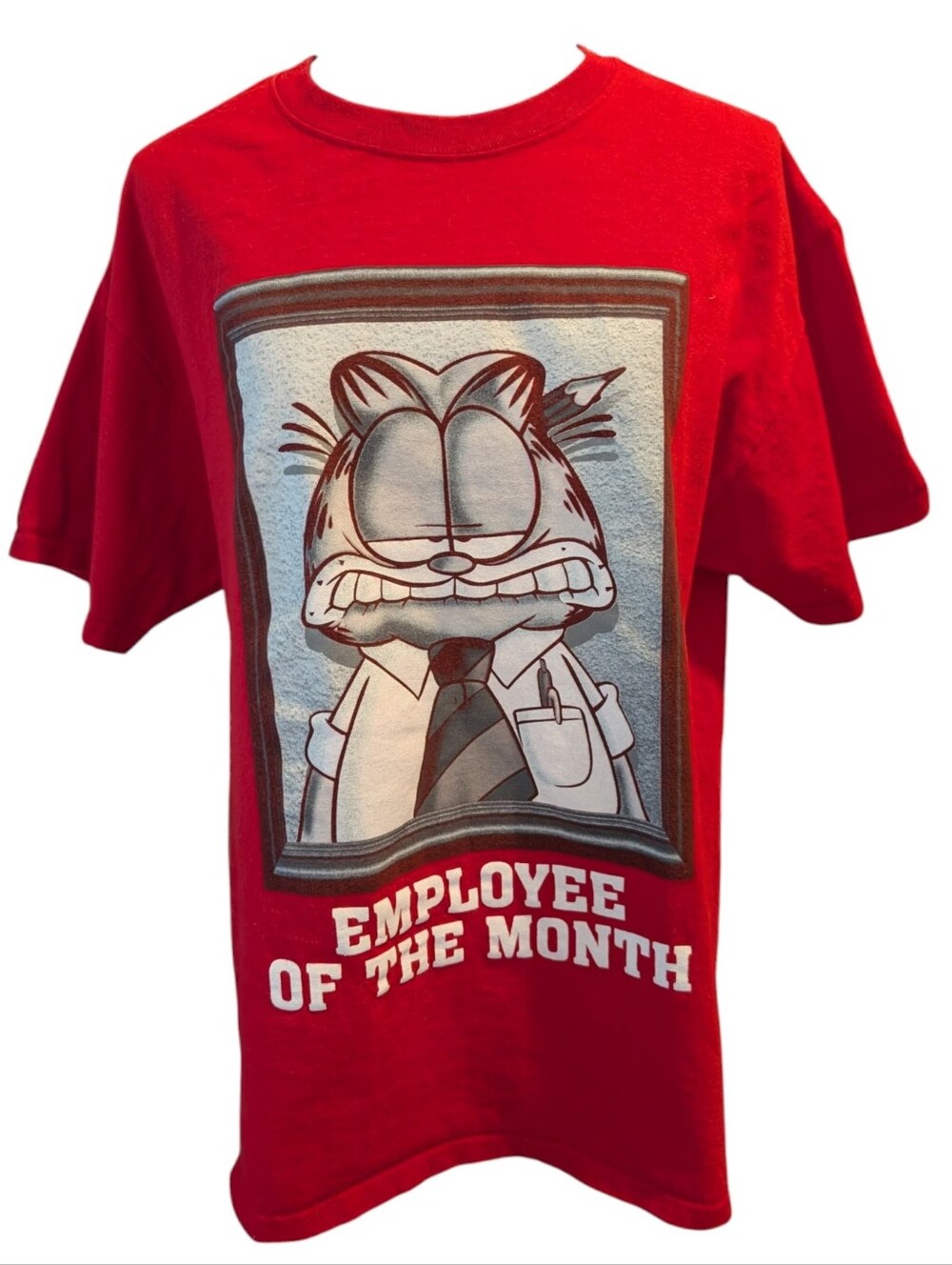 Vintage Garfield Shirt Mens Large Red Employee Of The‎ Month Graphic Cartoon